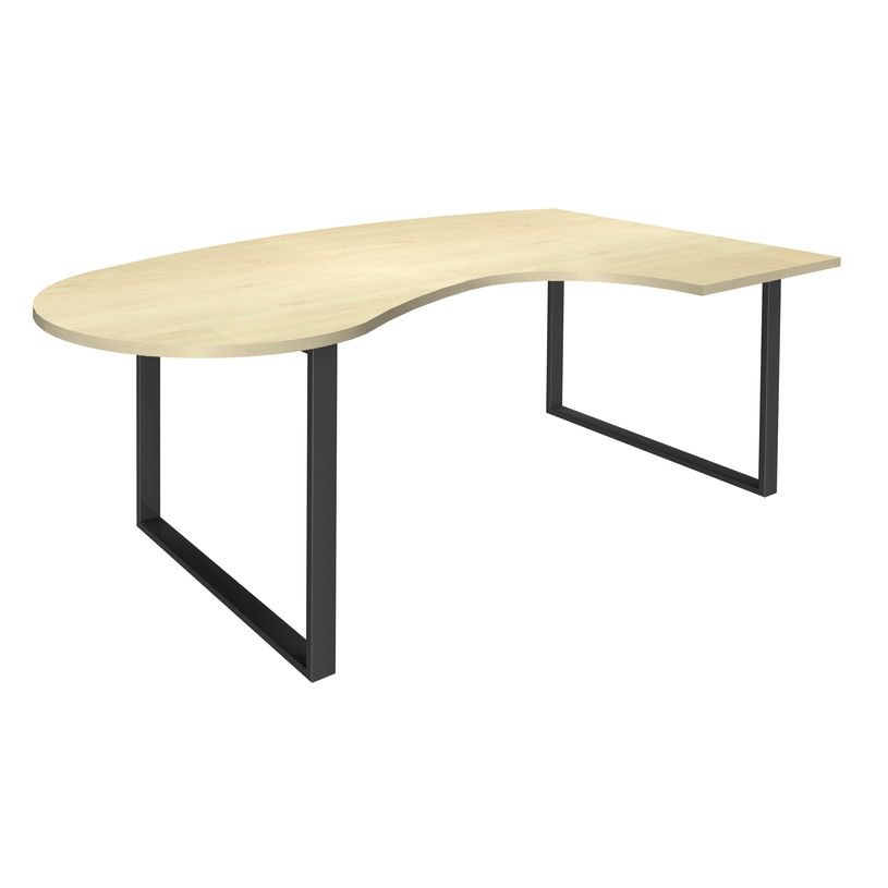 0404000123705-Bureau LOFTER Manager arrondi -  retour à droite - L200 cm - Plateau imitation Erable - Pied carbone (Pieds de renfort obligat-P_400012370_1-0