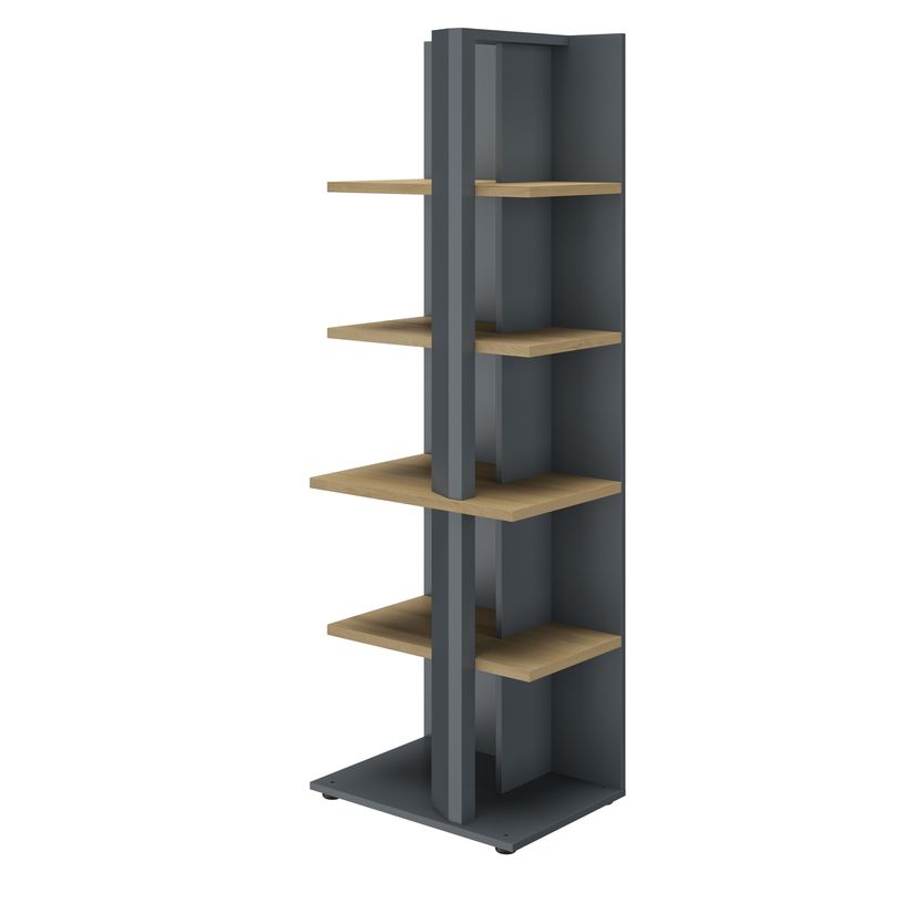 3483601088849-Bibliothèque ARCADE -  L60 x H182 x P45 - 4 étagères - chêne/anthracite-P_400013552_1-0