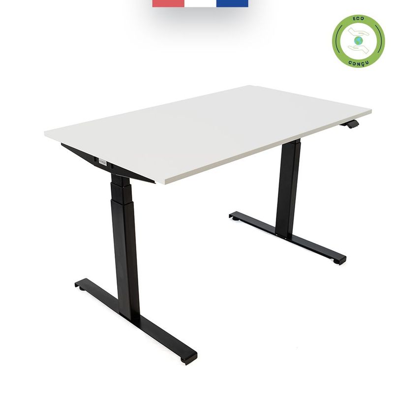 3760350281203-Bureau électrique UGO - L140x80cm - pieds noirs - plateau blanc laqué-P_405113029_2-1