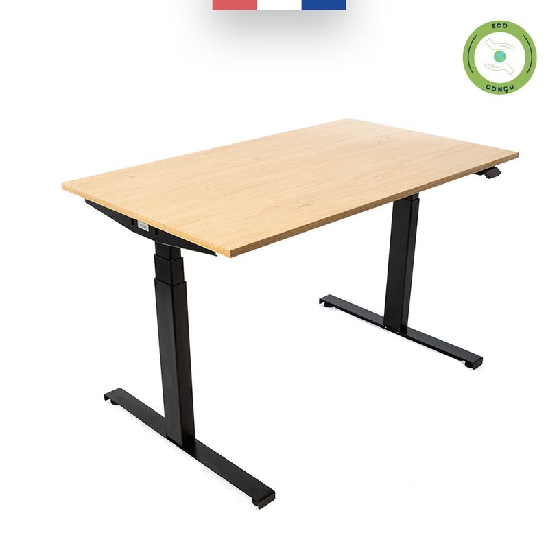 3760350281180-Bureau électrique UGO - L160x80cm - pieds noirs - plateau imitation chêne Stone-P_405113031_4-3