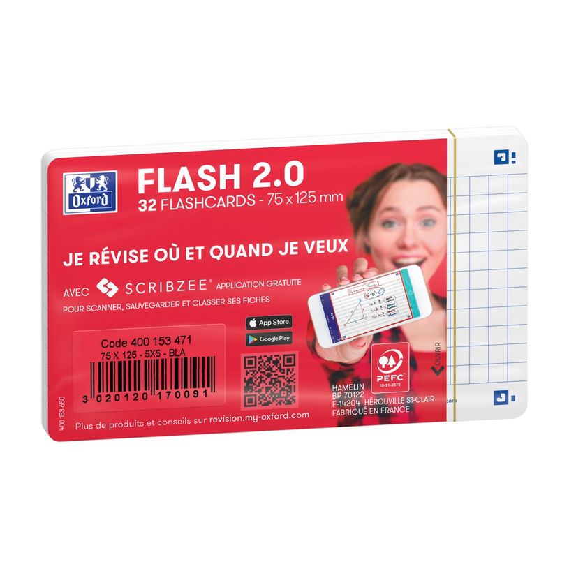 3020120170091-Oxford FLASH 2.0 - Pack de 32 cartes - A7 - petitis carreaux - blanc-P_405113936_1-0