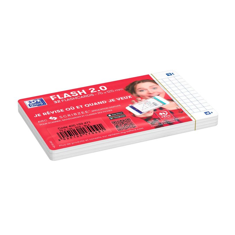 3020120170091-Oxford FLASH 2.0 - Pack de 32 cartes - A7 - petitis carreaux - blanc-P_405113936_2-1