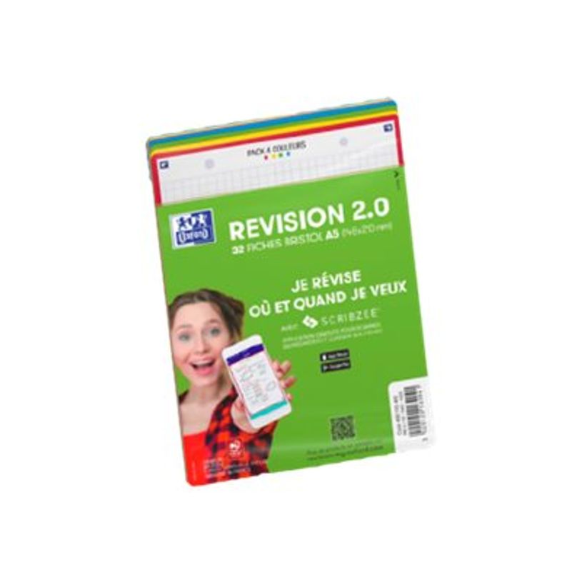 3020120170060-Oxford REVISION 2.0 - Pack de 32 Fiches Bristol Scribzee - 14,8 x 21 cm - petits carreaux -P_405113955_3-0