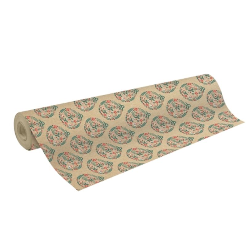 3329682238998-Clairefontaine - Papier cadeau kraft - 70 cm x 50 m - 70 g/m² - boules de Noël-P_405124527_1-0