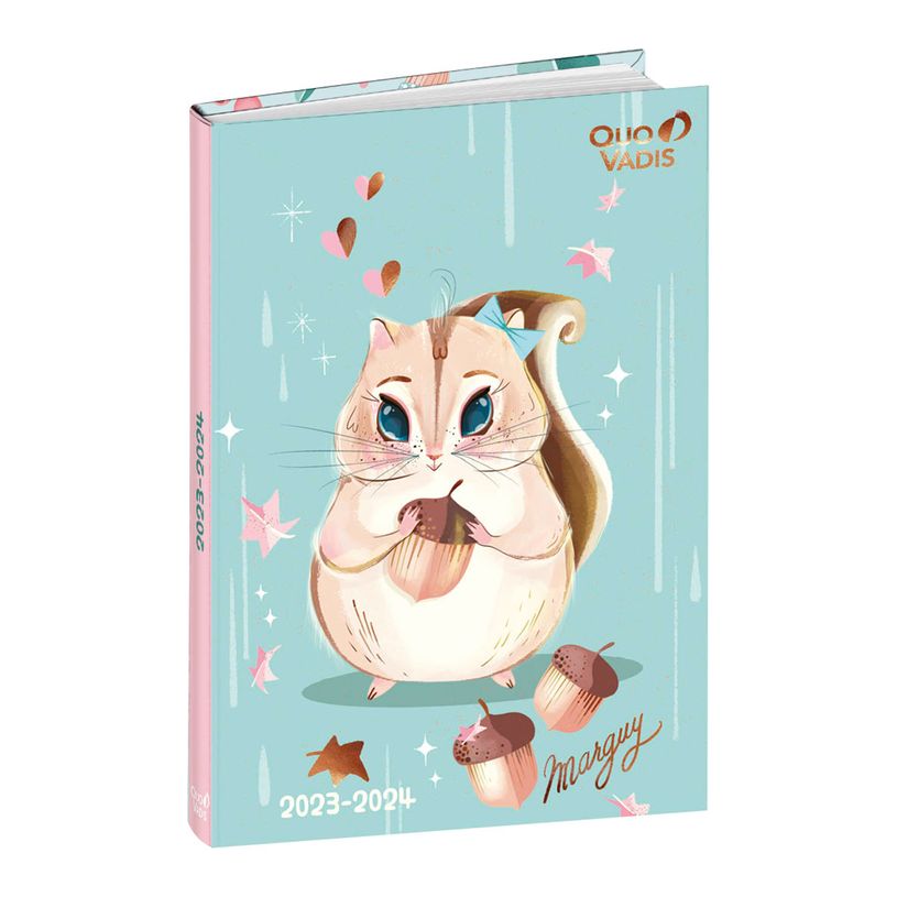 3371010495108-Agenda Marguy avec planche de stickers - 1 jour par page - 12 x 17 cm - écureuil - Quo Va-P_405130381_1-0