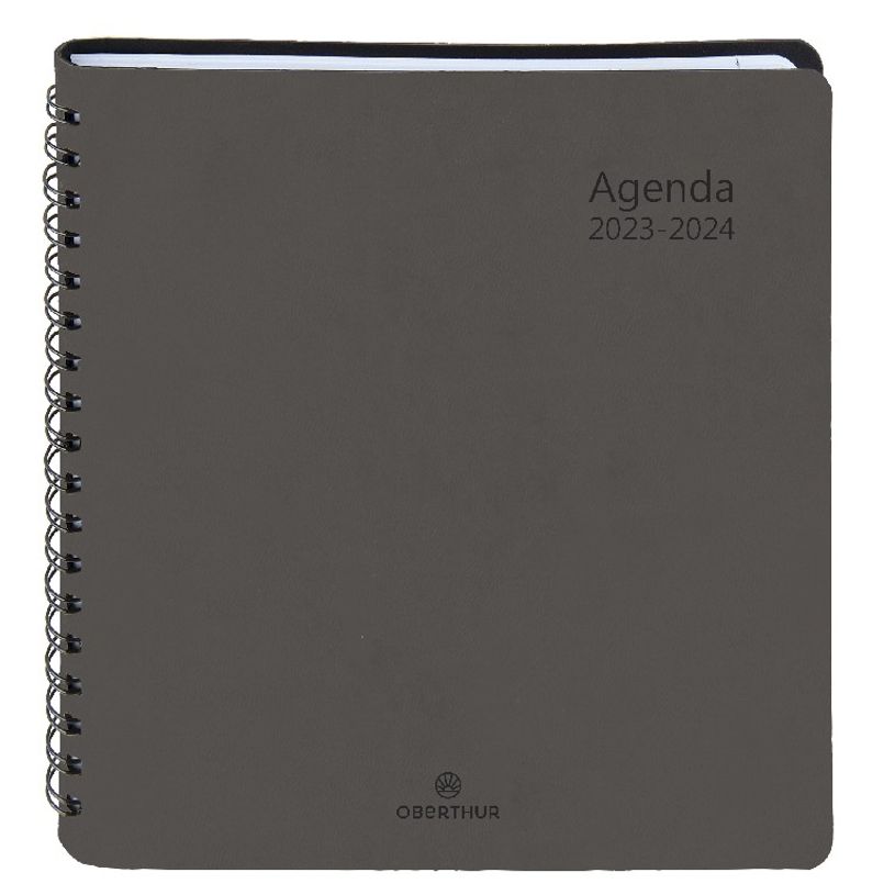 3664447145495-Agenda à spirale Grenade 16 bureau - 1 semaine sur 2 pages - gris - Oberthur-P_405132037_1-0