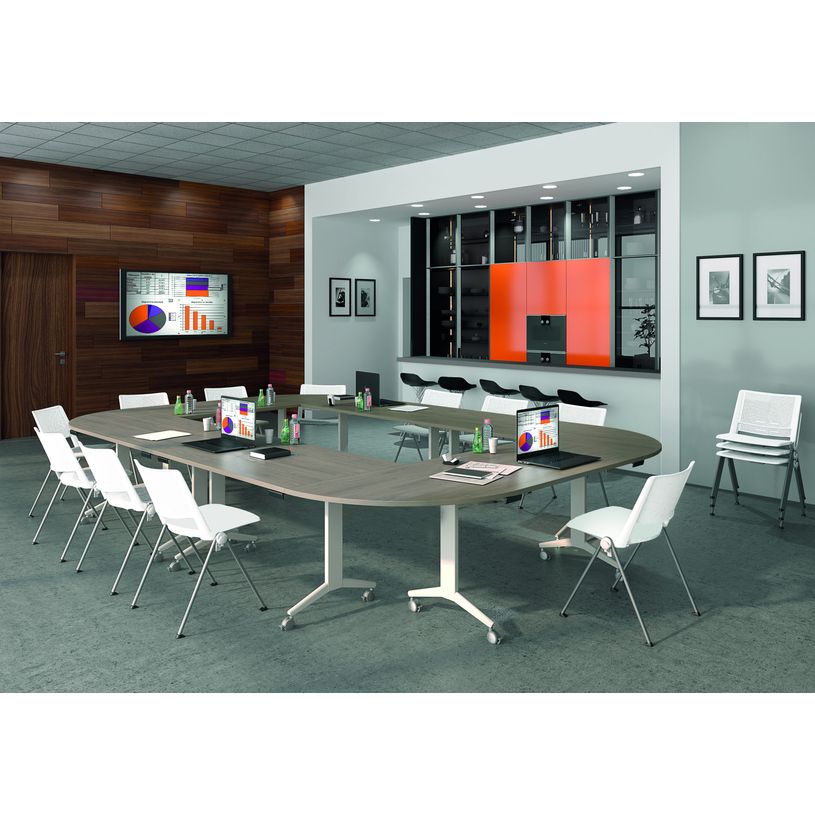 3253310160453-Table de réunion abattantes angle à droite - L200 x P80 cm - pied blanc - plateau imitat-P_405133446_1-1