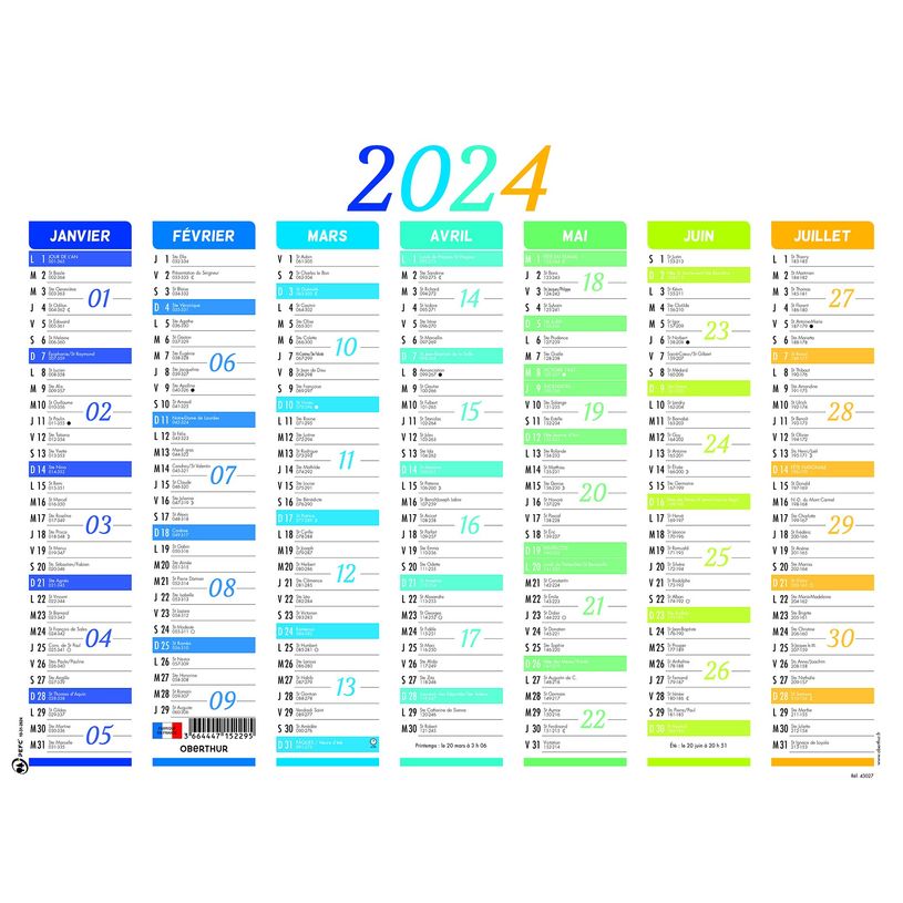 3664447152295-Calendrier Nuance - 7 mois par face - 32 x 42 cm - Oberthur-P_405149402_1-0