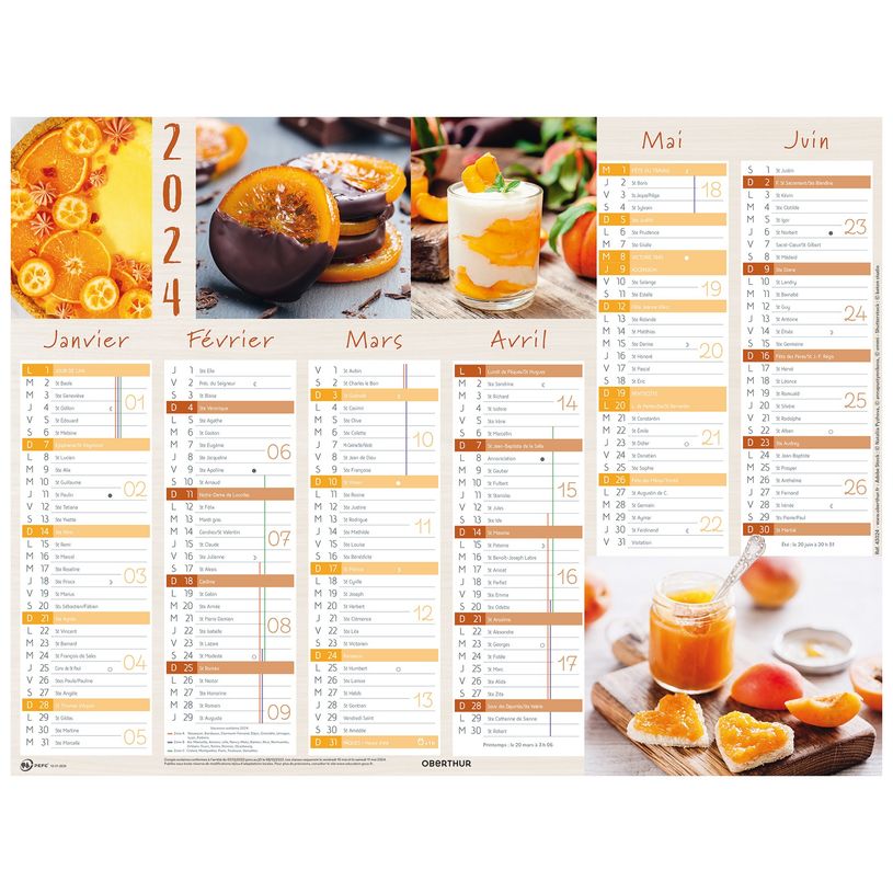 3664447151403-Calendrier Fruits - 6 mois par face - 40,5 x 55 cm - Oberthur-P_405149417_1-0