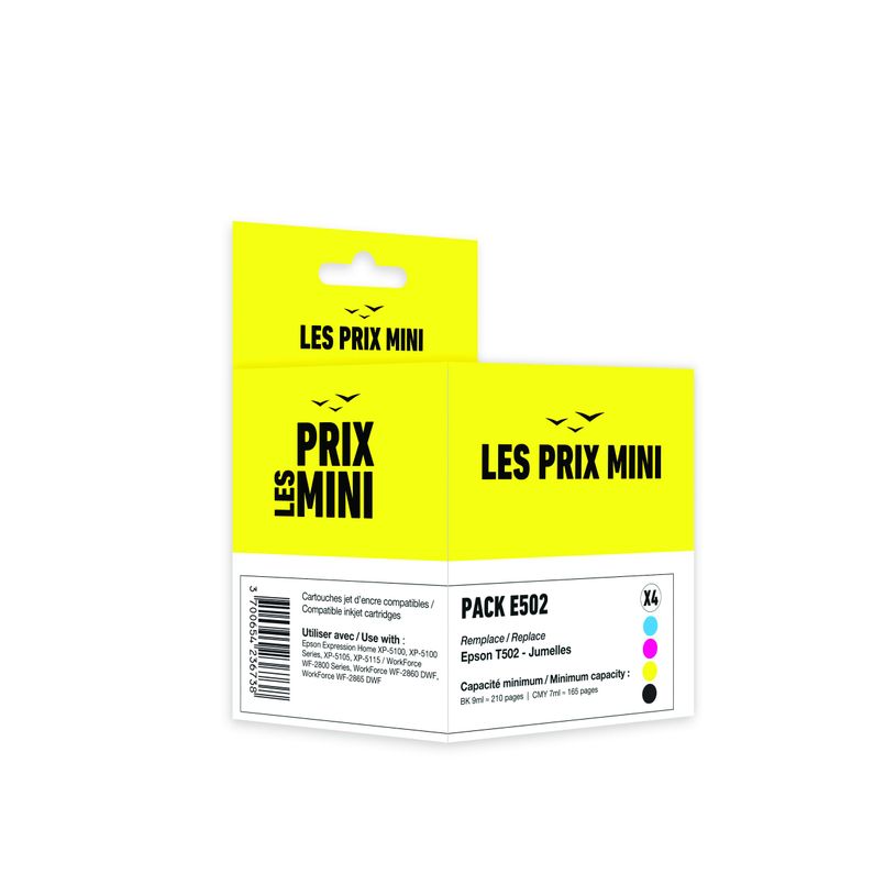 3700654236738-Cartouche compatible Epson 502 Jumelles - pack de 4 - noir, jaune, cyan, magenta - LES PRI-P_405149496_1-0