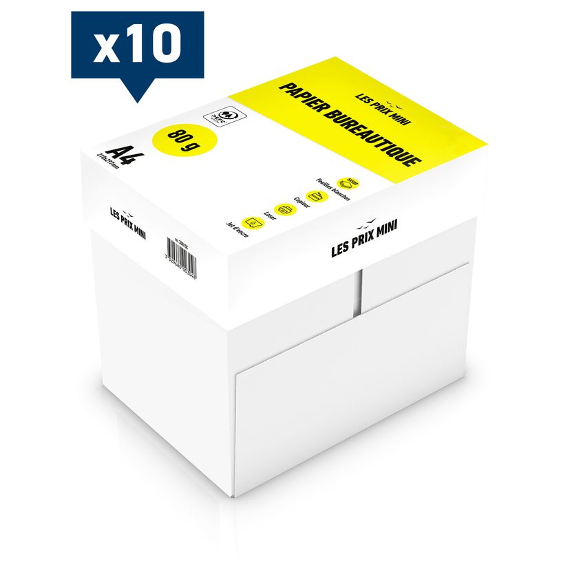 -Les Prix Mini - Papier blanc - A4 (210 x 297 mm) - 80 g/m² - 25 000 feuilles (10 cartons de 5 ramettes)--0