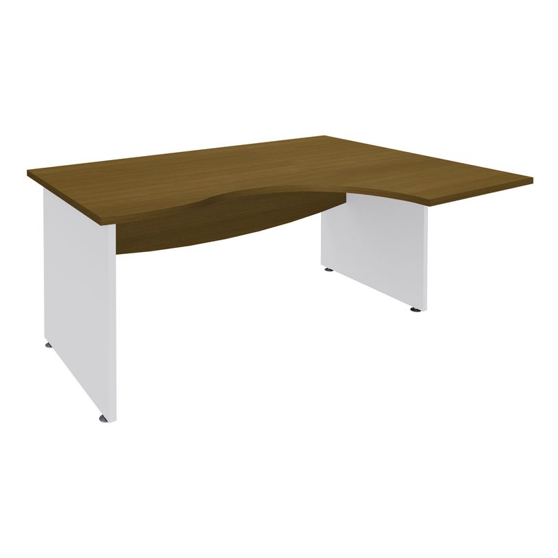 3253310462519-Bureau compact à droite DUAL - L180 cm - Pieds blanc - plateau imitation noyer (Pieds de renfort ou caisson bout de bureau obligat-P_405152141_1-0