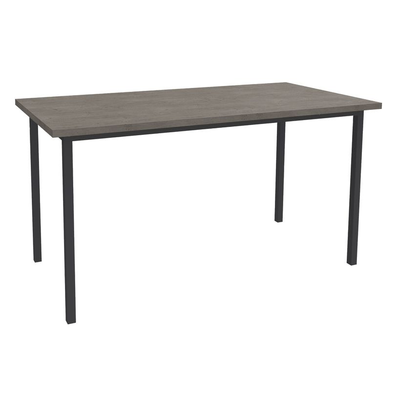 3253310481190-Table de réunion rectangulaire - 140 x 70 cm - Pieds carrés anthracite - imitation chên-P_405152175_1-0