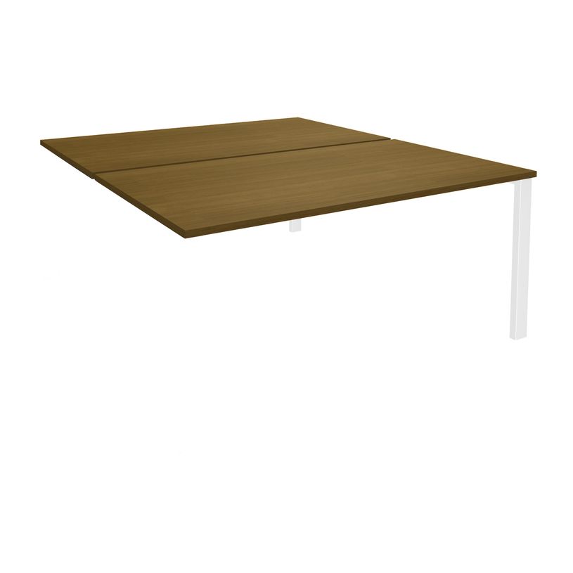 3253310459656-Bureau Bench IRIS - L120 cm - Plan suivant - Pieds blanc - plateau imitation noyer-P_405152190_1-0