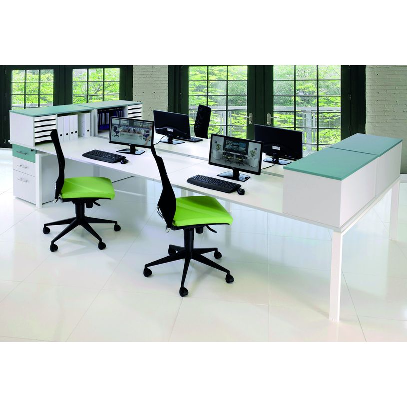 3253310459656-Bureau Bench IRIS - L120 cm - Plan suivant - Pieds blanc - plateau imitation noyer-P_405152190_2-1