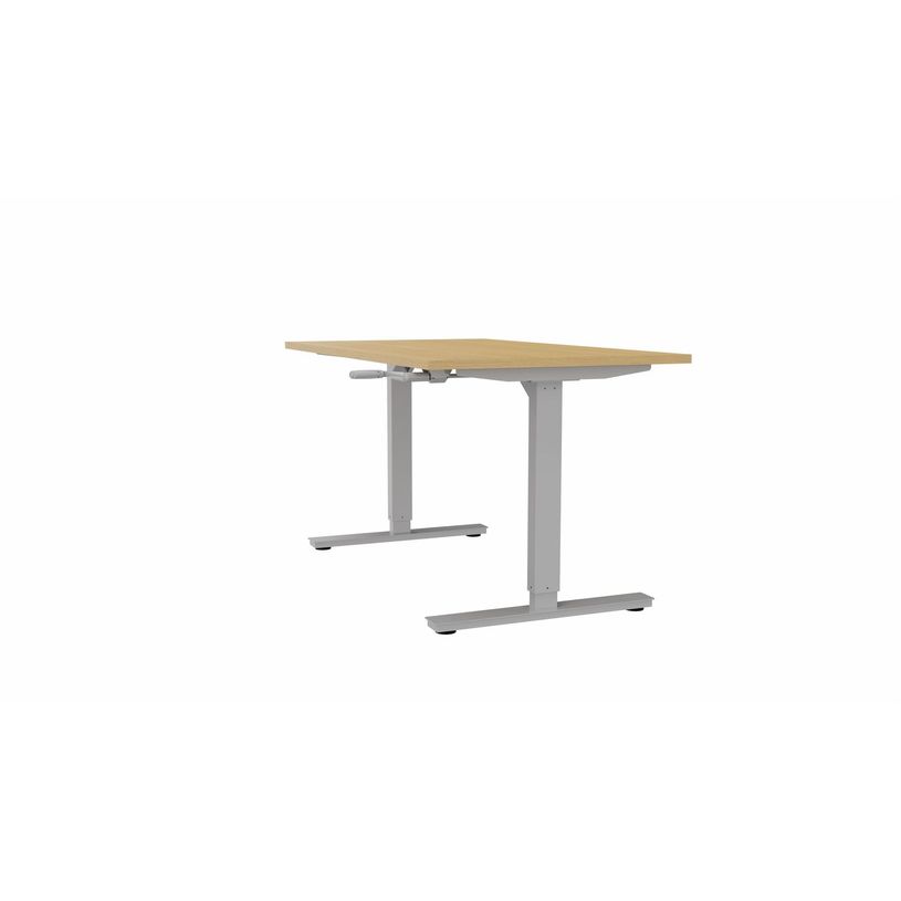 3617350004403-Bureau AXEL assis/debout - réglage par manivelle - L200 x P80 cm - plateau imitation chê-P_405153350_1-0