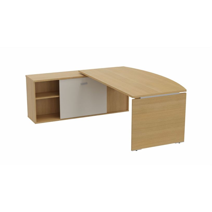 3617350000887-Bureau manager MOKA - L202 x P180 cm - avec console retour - plateau arqué - imitation ch-P_405153613_1-0