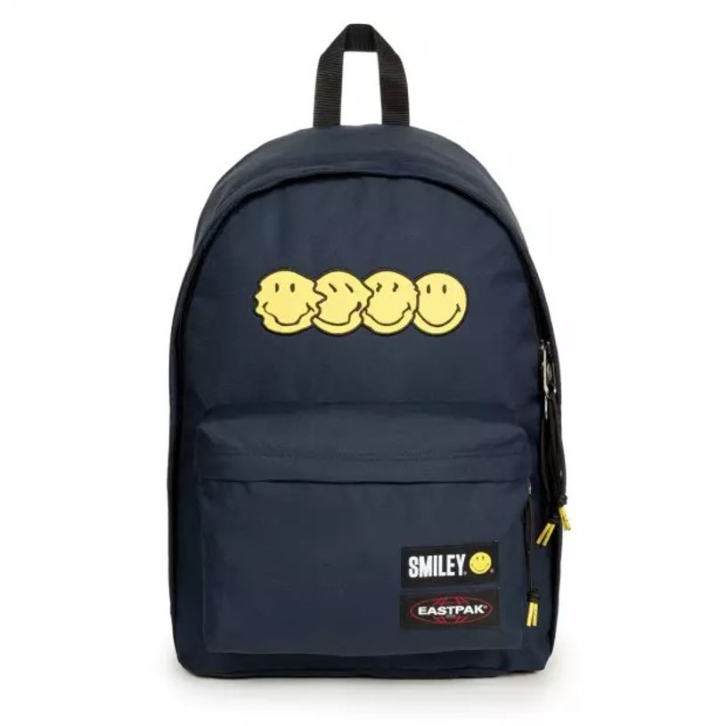 1960094896158-EASTPAK Out Of Office - Sac à dos Smiley patch marine avec compartiment pour ordinateur p-P_405159538_1-0