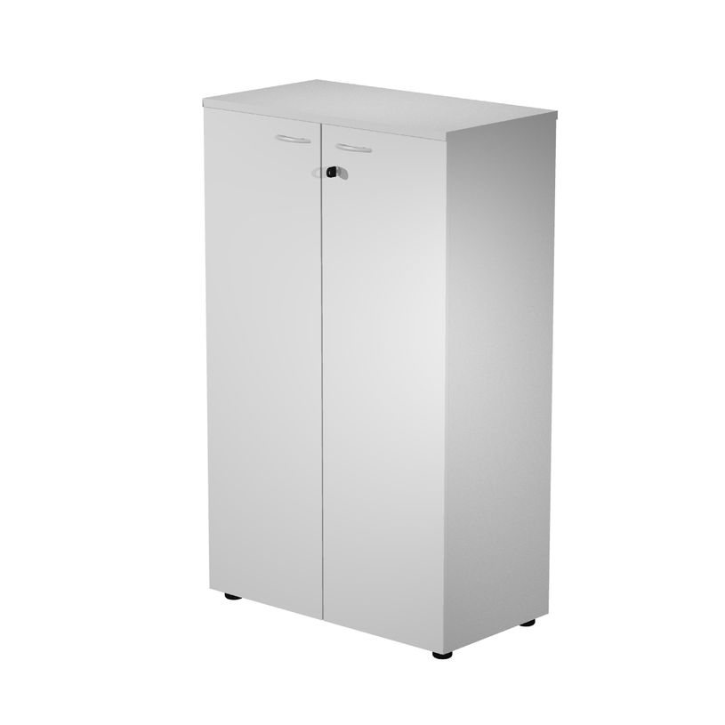 7331920002632-Bibliothèque mi-haute Trend - L80xP44xH120 cm - 2 portes en mélaminé avec serrure - gri-P_405165873_1-0