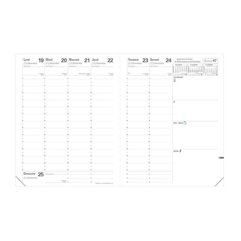 3371010509805-Quo Vadis - Agenda - 2025 - Président - Semainier Planning - Français - Toscana - Rouge - 13 mois de décembre à décembre - 21x27 cm - Papier Clairefontaine blanc - Fabri--1