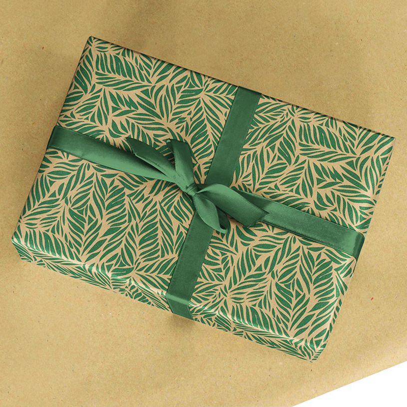 5404019346886-Rouleau papier cadeau kraft 0,7 x 50 m 65g imprimé feuilles - Viquel-P_405221359_3-2