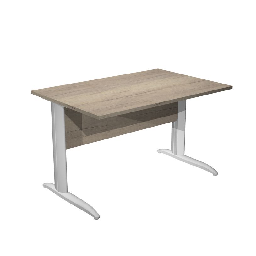 7331920009358-Bureau droit Trend - L120 - Pieds métals - plateau imitation chêne canadien - pied alu-P_405224082_1-0
