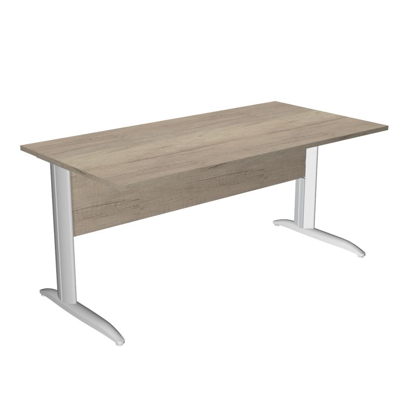 7331920009372-Bureau droit Trend - L160 - Pieds métals - plateau imitation chêne canadien - pied alu-P_405224084_1-0