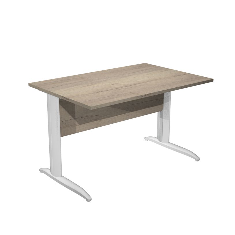 7331920009433-Bureau droit Trend - L120 - Pieds métals - plateau imitation chêne canadien - pied effet-P_405224086_1-0