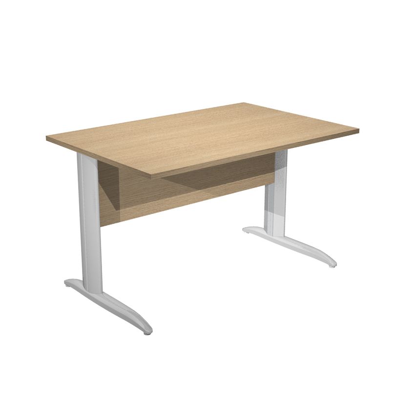 0404052255225-Bureau droit Trend - L120 - Pieds métals - plateau imitation chêne - pied effet chromé-P_405225522_1-0