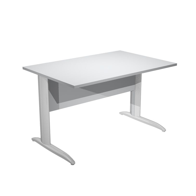 0404052255300-Bureau droit Trend - L120 - Pieds métals - plateau gris - pied effet chromé-P_405225530_1-0