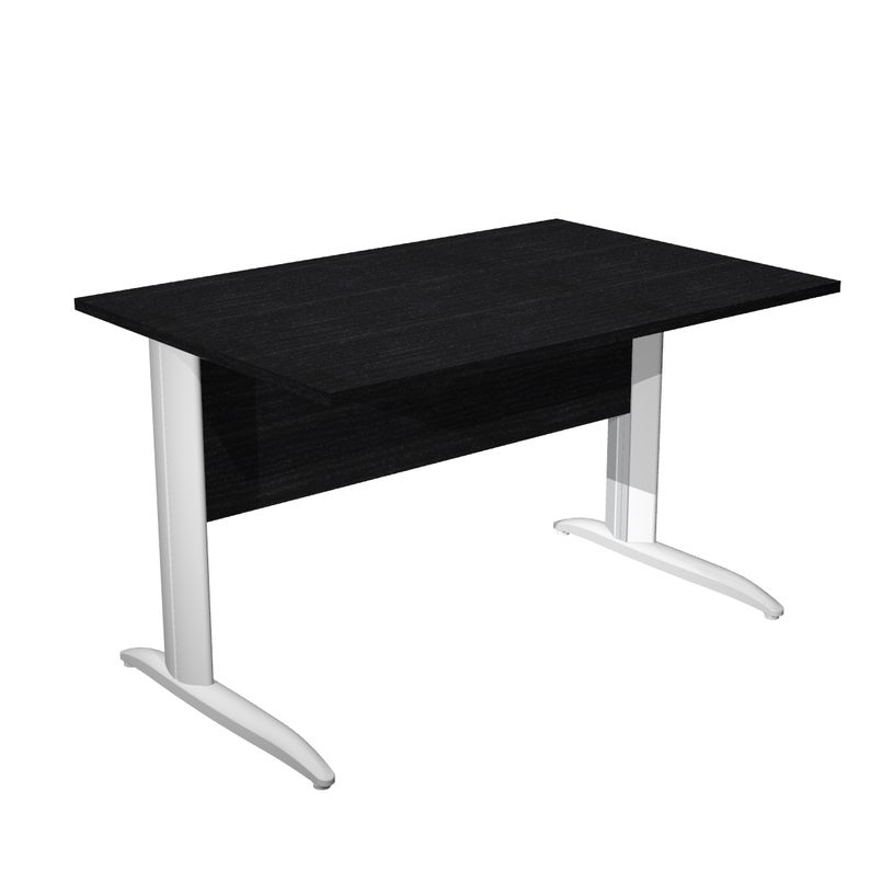 0404052255911-Bureau droit Trend - L160 - Pieds métals - plateau imitation frêne noir - pied blanc-P_405225591_1-0