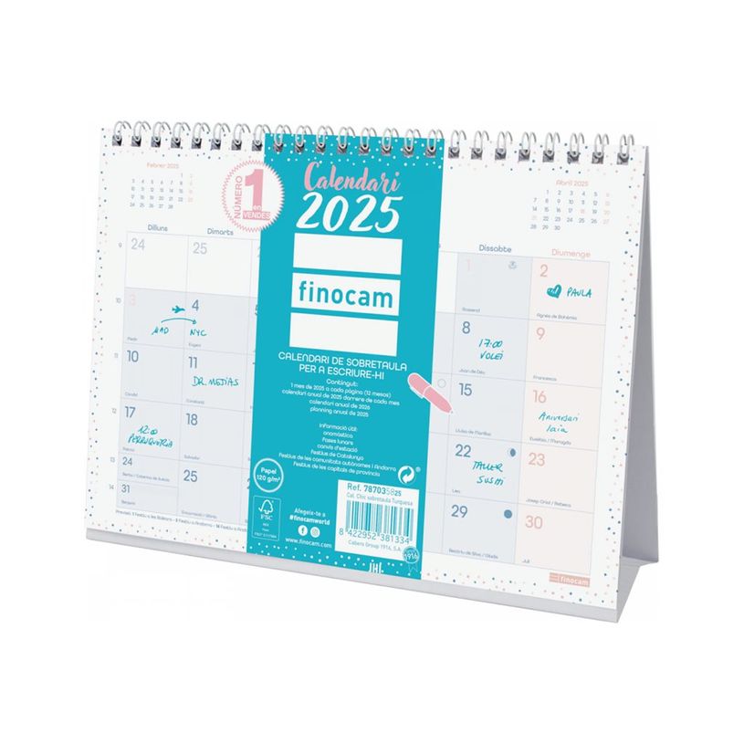 8422952381334-Finocam - Calendrier - de bureau - 2025 - chic turquoise - mois à afficher - S - 210 x 15-P_405226601_3-0