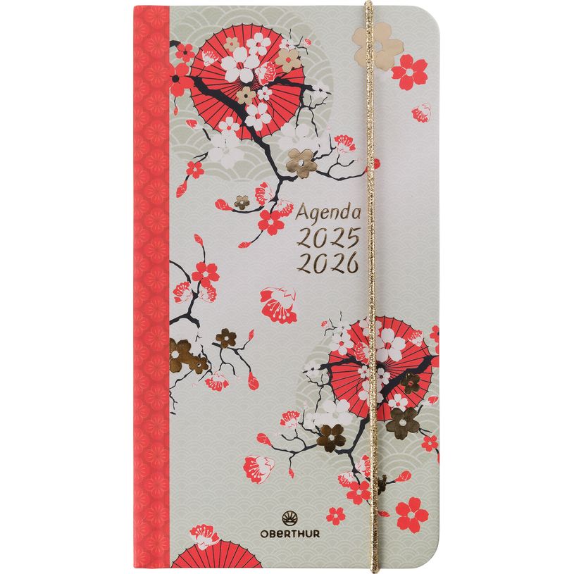 3664447200262-Agenda de poche à élastique Sakura - 1 semaine sur 2 pages - 9,5 x 17,5 cm - fleurs de c-P_405228483_1-0