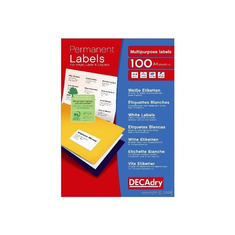 5413493164497-DECAdry - Papier - adhésif permanent - blanc - 99.1 x 67.7 mm - 142 g/m² - 800 étiquette(s) (8 feuille(s)-P_405232992_1-0