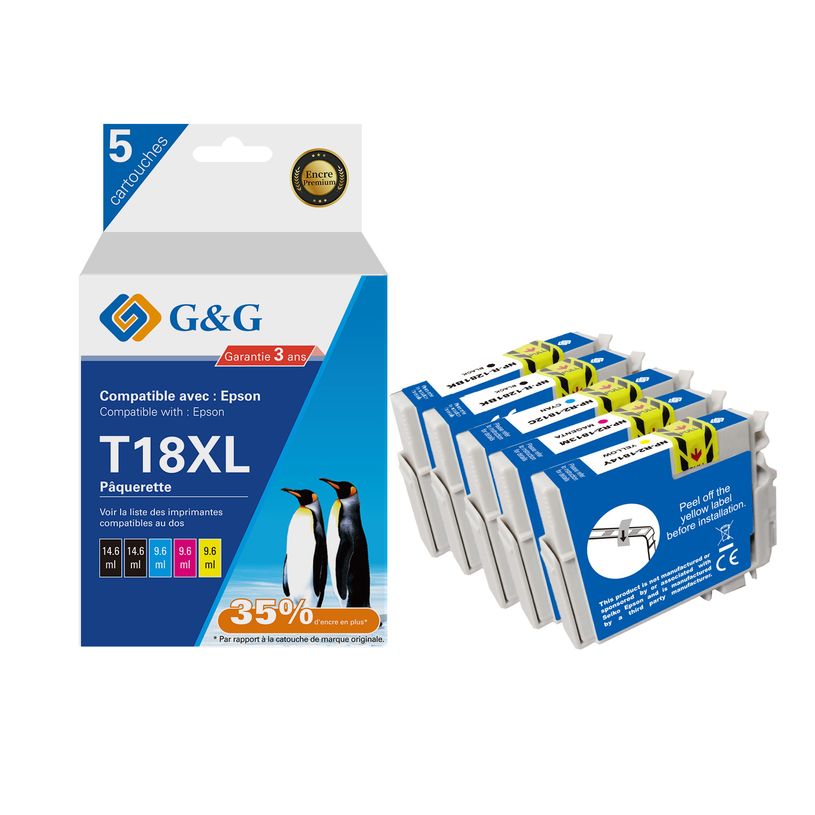 6941881289112-Cartouche compatible Epson 18XL Pâquerette - Pack de 4 - noir, cyan, magenta, jaune - G&G-P_405242981_1-0