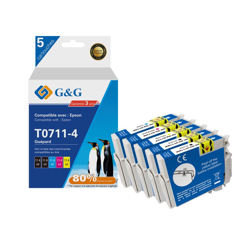 6941881289037-Cartouche compatible Epson T0715 Guépard - Pack de 4 - noir, cyan, magenta, jaune - G&G-P_405242985_1-0