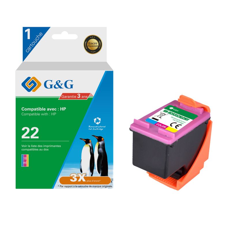 6937173407975-Cartouche compatible HP 22 - cyan, magenta,jaune - G&G-P_405243054_1-0