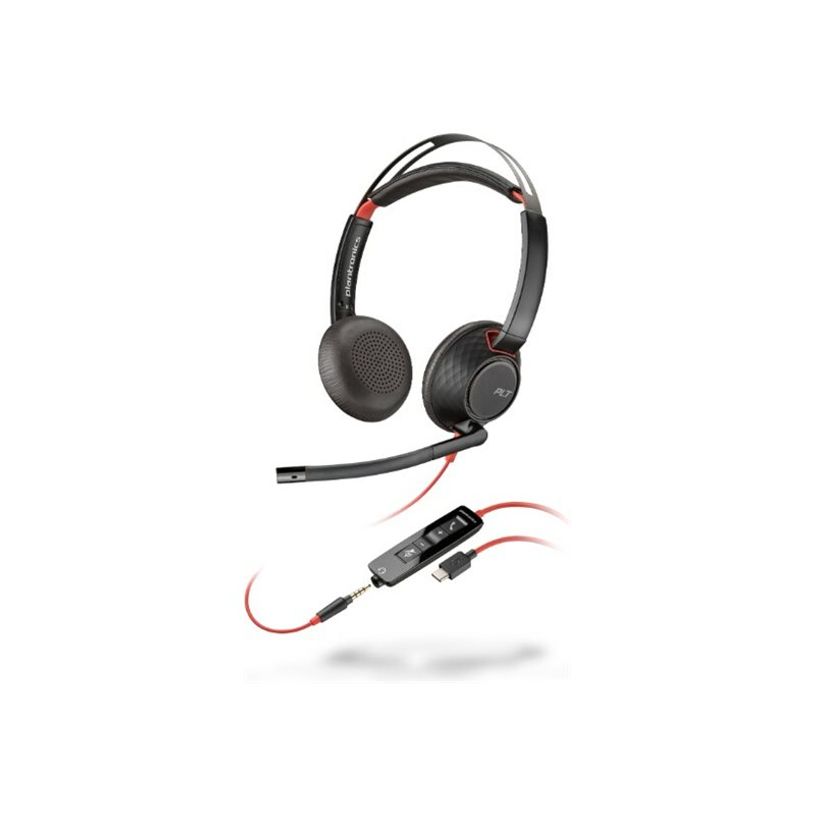 0197498429441-Poly Blackwire 5220 - Micro-casque - sur-oreille - filaire - USB-C, jack 3,5mm - noir - Certifié pour Skype for Business, certifié Cisco Jabber, Certifié Avaya, Certifié pour Microsoft Teams, certifié Zoom, certifié UC, W-P_405246695_5-0
