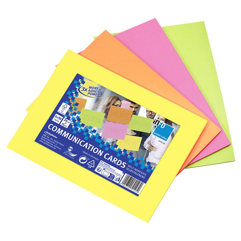 4044355791479-Global Notes - Pack de 4 Blocs - Communication Cards - 50 feuilles - 200 x 150 mm - couleurs assorties--0