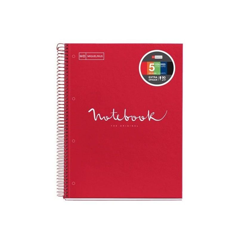 8422593460665-Miquelrius Emotions - Cahier de notes - reliure à spirale - A4 - 120 feuilles / 240 pages - petits carreaux - 4 trous - rouge --P_615039_1-0