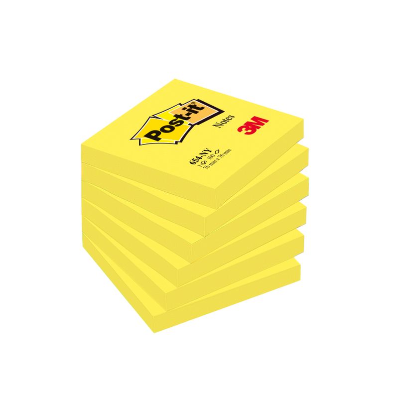3134375248549-Post-it - 6 Blocs notes - jaune néon - 76 x 127 mm-P_623710_1-0