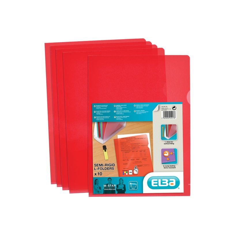 3045050019173-M STAR - 10 Pochettes coin -  A4 - pour 25 feuilles - 15/100 - rouge-P_78071513_1-0