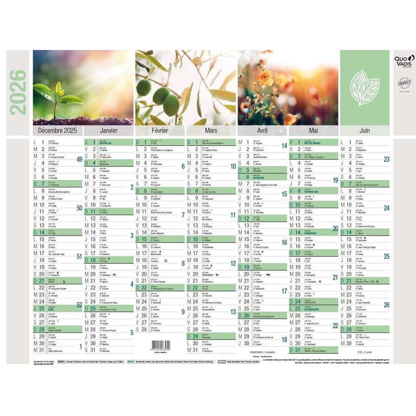 3371010263943-Quo Vadis Equology - Calendrier recyclé 7 mois par face - 13,5 x 18 cm--0