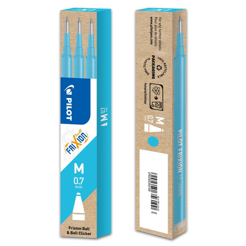 4902505356100-Pilot Frixion Ball - 3 Recharges pour rollers effaçables - 0,7 mm - turquoise-P_79145025_2-1