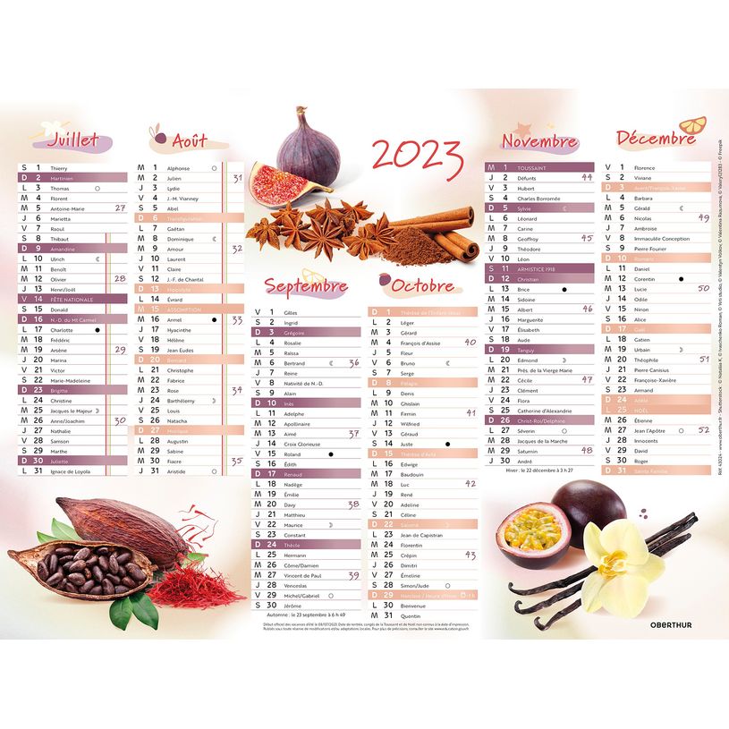 3664447125558-Oberthur Cuisine et Saveurs - Calendrier 6 mois par face - 21 x 27 cm-P_79148029_3-1