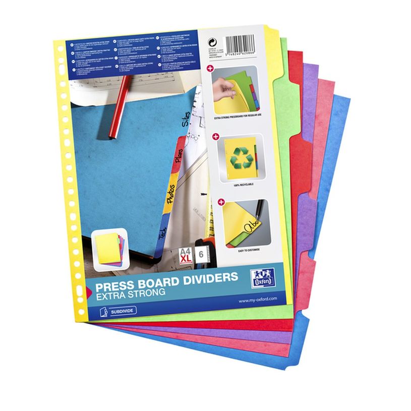 3148240620866-Oxford - Intercalaire 6 positions - A4 Maxi - carte colorée-P_79348392_2-0