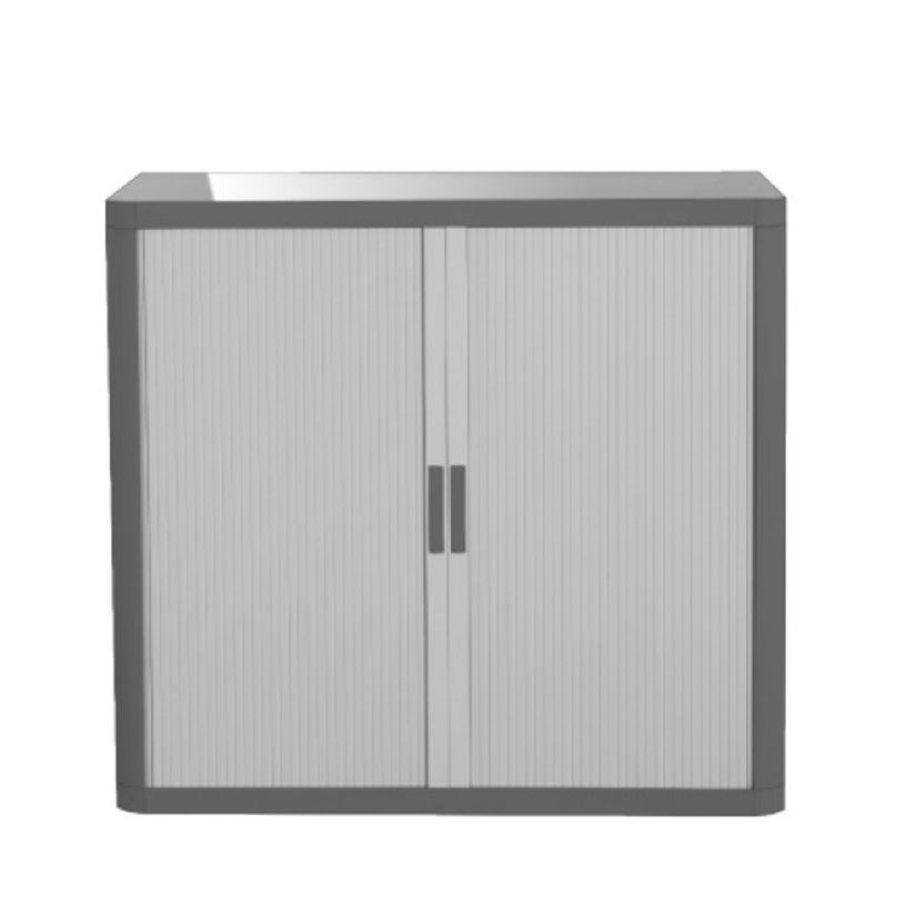 3660141930023-Armoire basse à rideaux EASY OFFICE - 110 x 104 x 41,5 cm - Corps et poignée anthracite --P_79362561_1-0