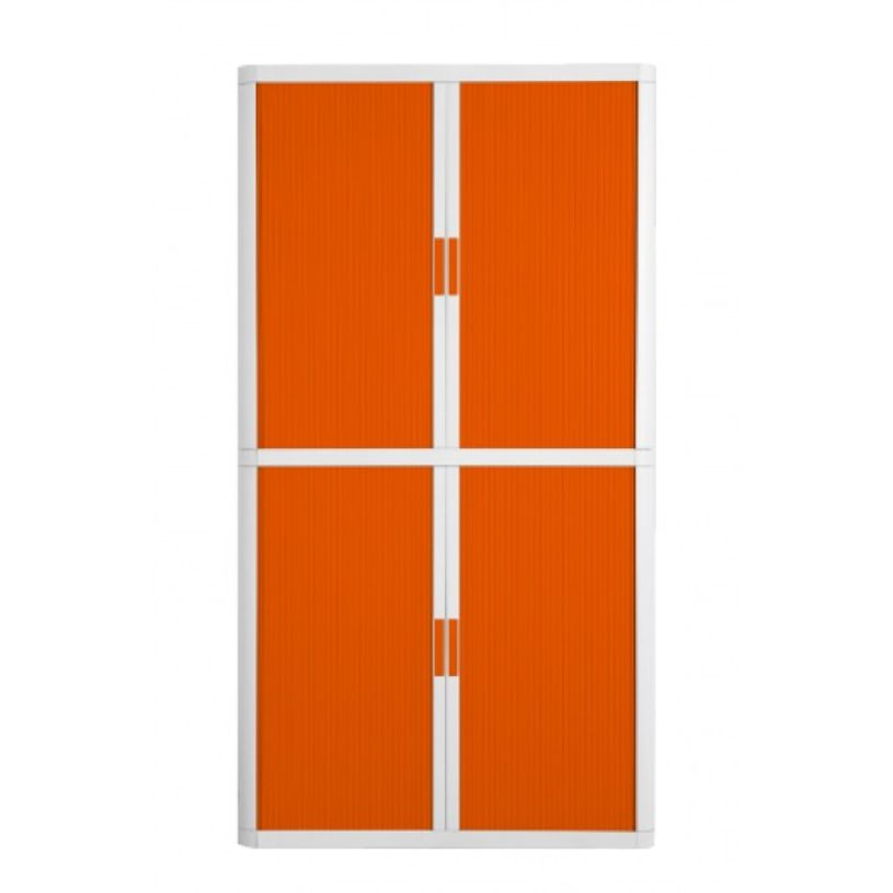3660141929119-Armoire haute à rideaux EASY OFFICE - 110 x 204 x 41,5 cm - Corps blanc - Rideaux et poign-P_79362576_1-0