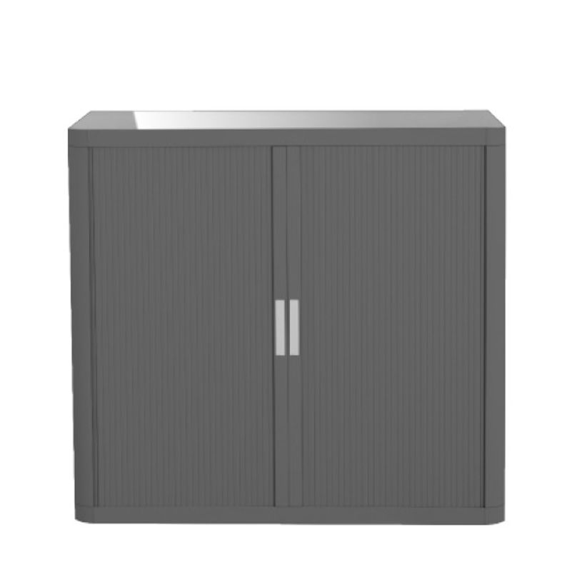 3660141932218-Armoire basse à rideaux EASY OFFICE - 110 x 104 x 41,5 cm - Corps et rideaux anthracite - -P_79364376_1-0