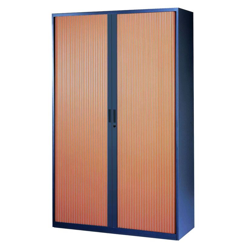 3700339871544-Armoire haute à rideaux - L120  x H198 x P43 cm - 4 tablettes - corps anthracite / porte m-P_79367708_1-0